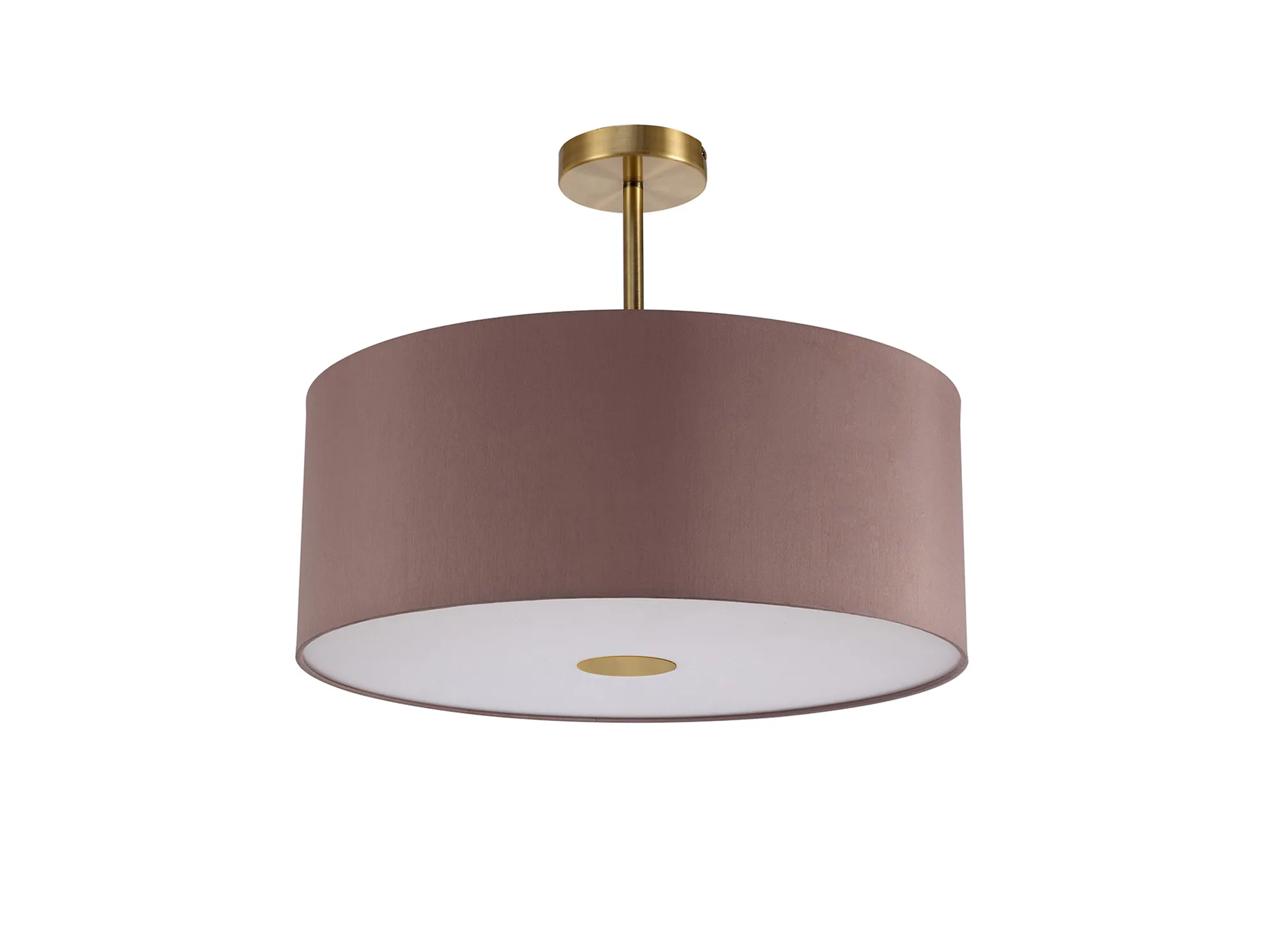 Baymont 50cm Semi Flush 1 Light Antique Brass, Taupe/Halo Gold, Frosted Diffuser DK0185  Deco Baymont AB TA